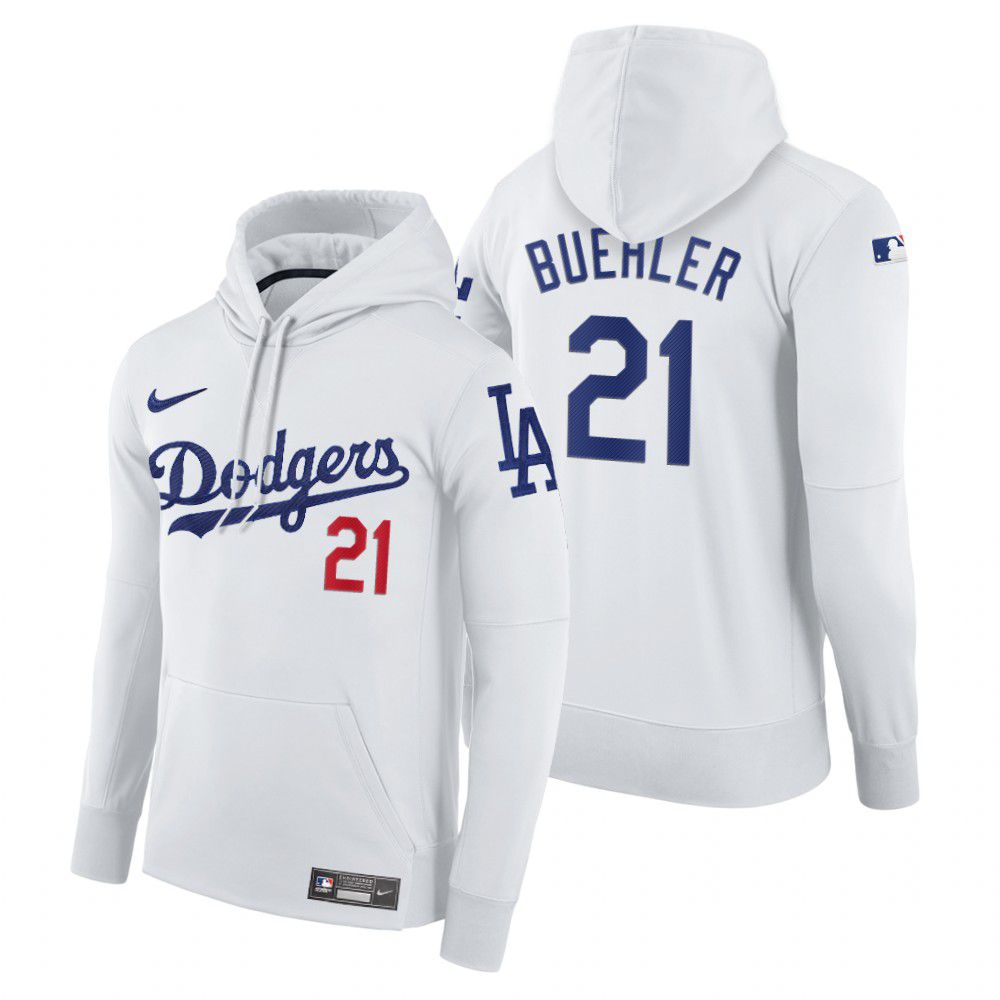 Men Los Angeles Dodgers #21 Buehler white home hoodie 2021 MLB Nike Jerseys->los angeles dodgers->MLB Jersey